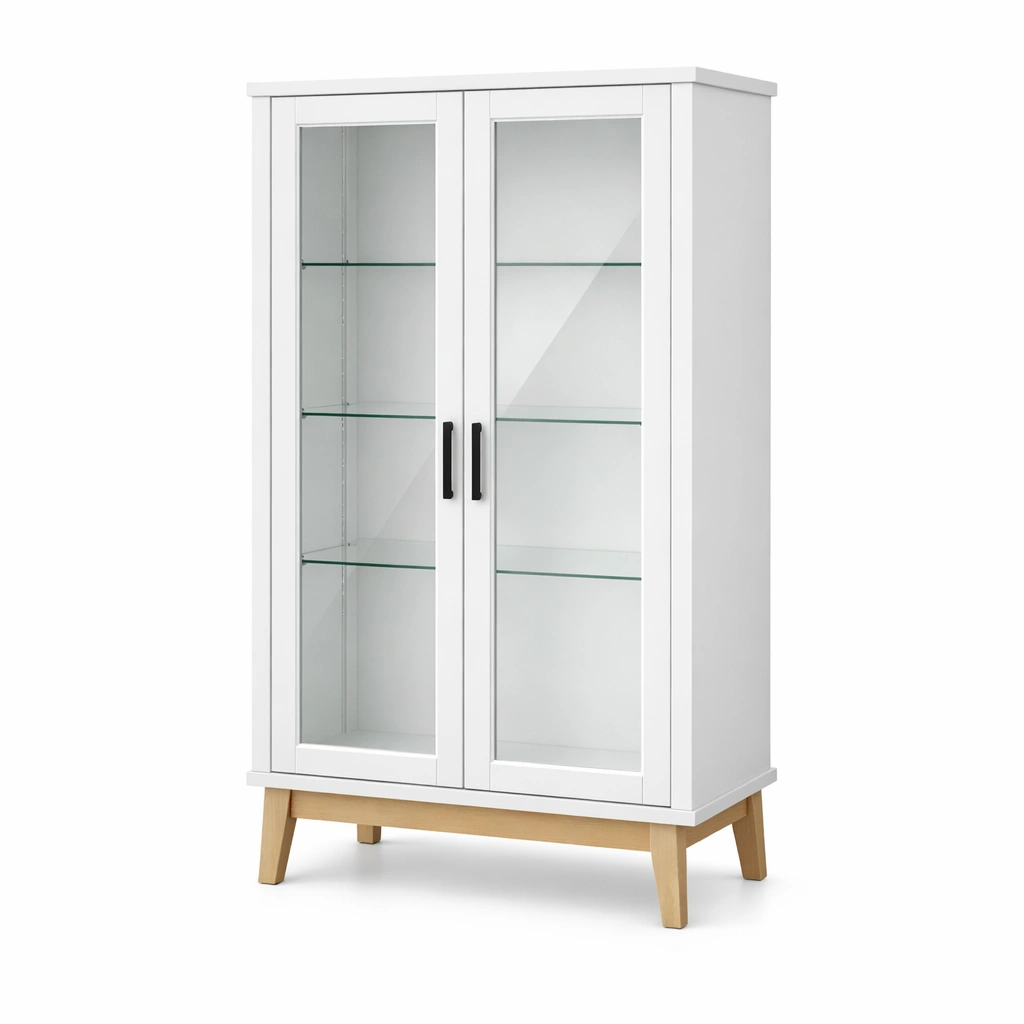 Vitrine weiß holz und glaselemente-HOMLUMO