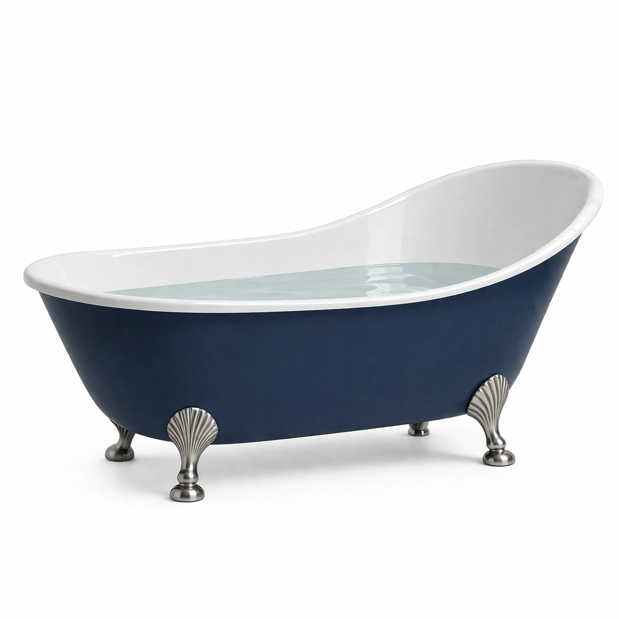 Freistehende badewanne acryl blau weiß mit metallfüßen-HOMLUMO