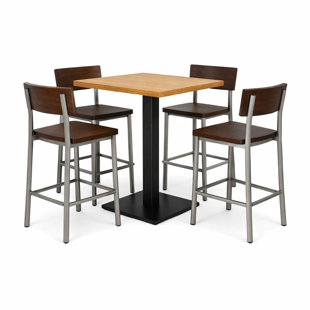 Barset quadratisches tischset holzwerkstoff stahl hellbraun dunkelbraun-HOMLUMO