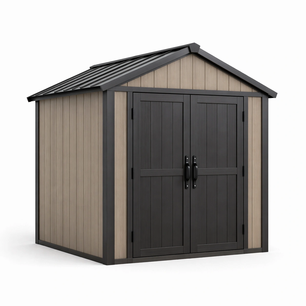 Gartenhaus aus polypropylen mit stahlrahmen grau braun 246x257x243 cm-HOMLUMO