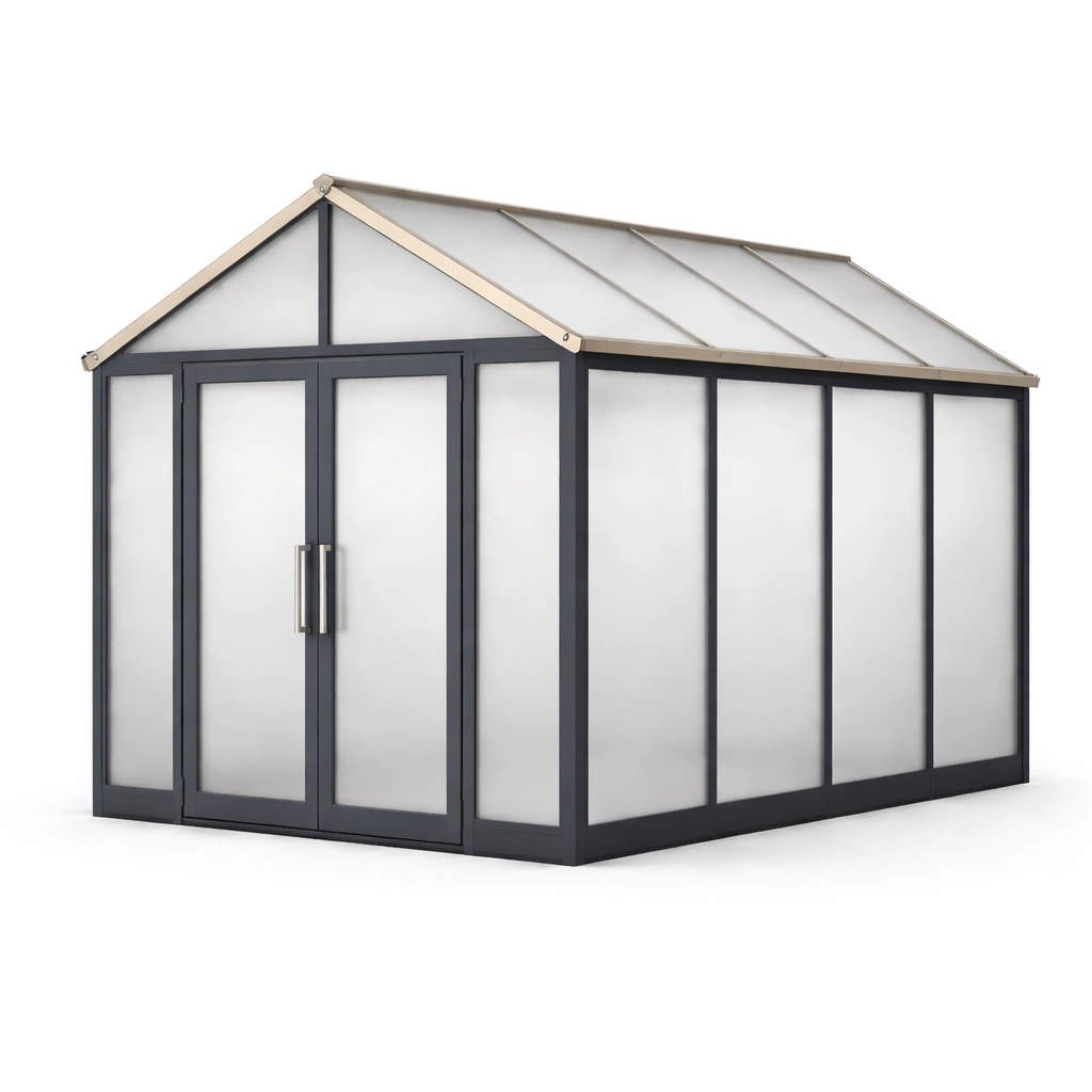 Gewächshaus aluminium mit polycarbonat platten 190x250x200cm-HOMLUMO