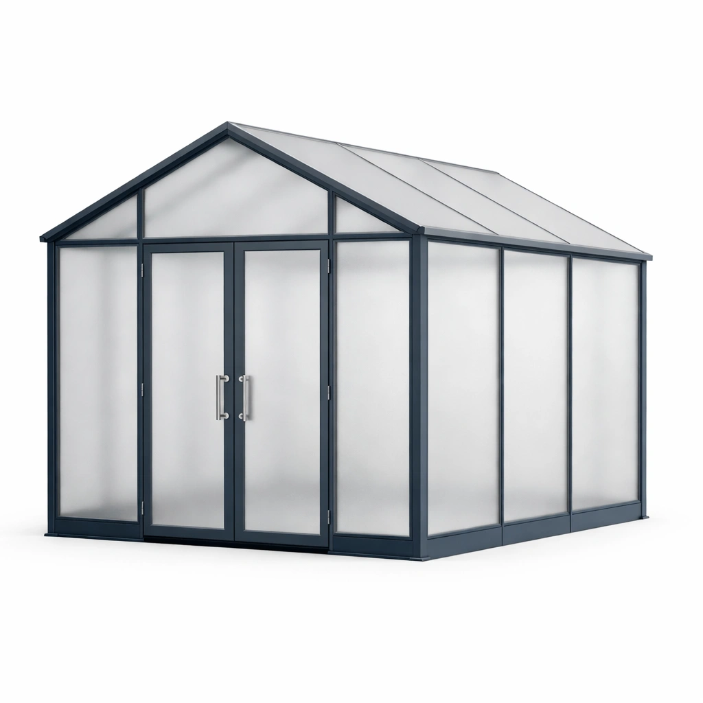 Gewächshaus aluminium polycarbonat dunkelgrau 300x250x220cm-HOMLUMO