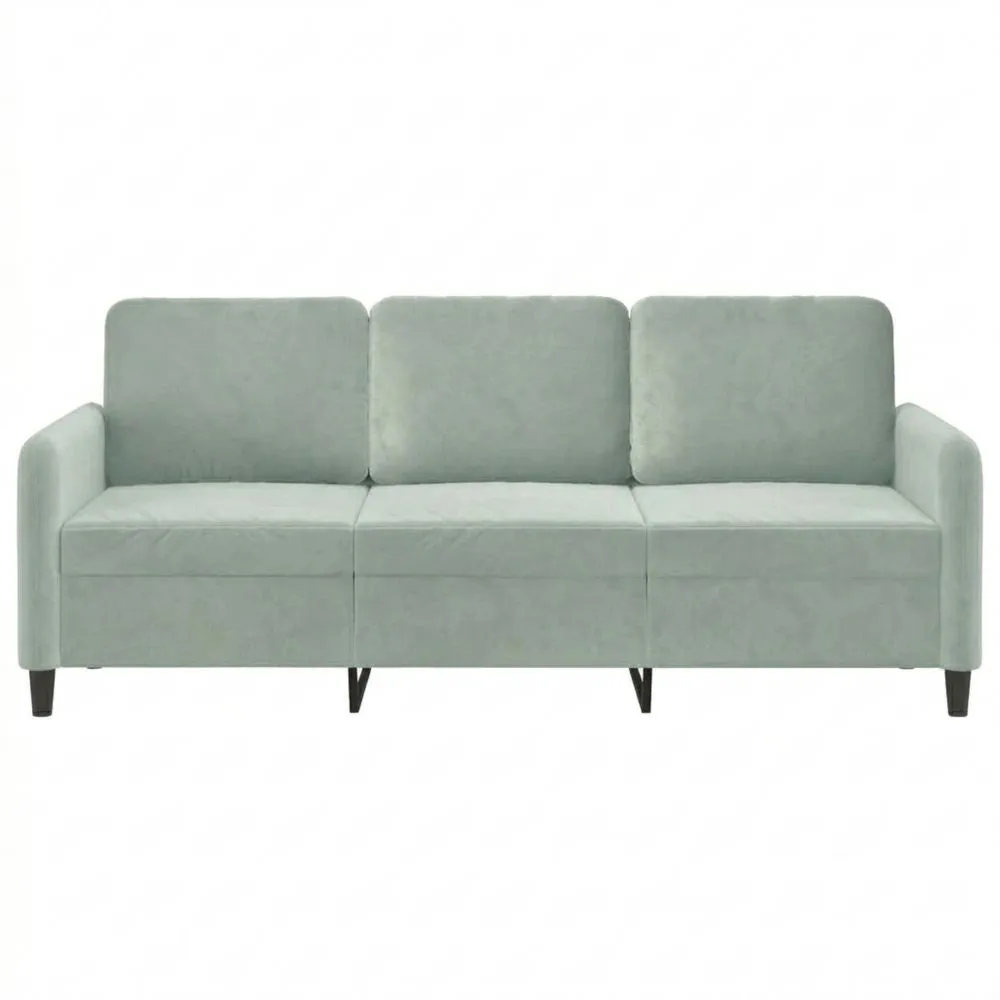 Sofá de 3 plazas de terciopelo gris claro de 180 cm