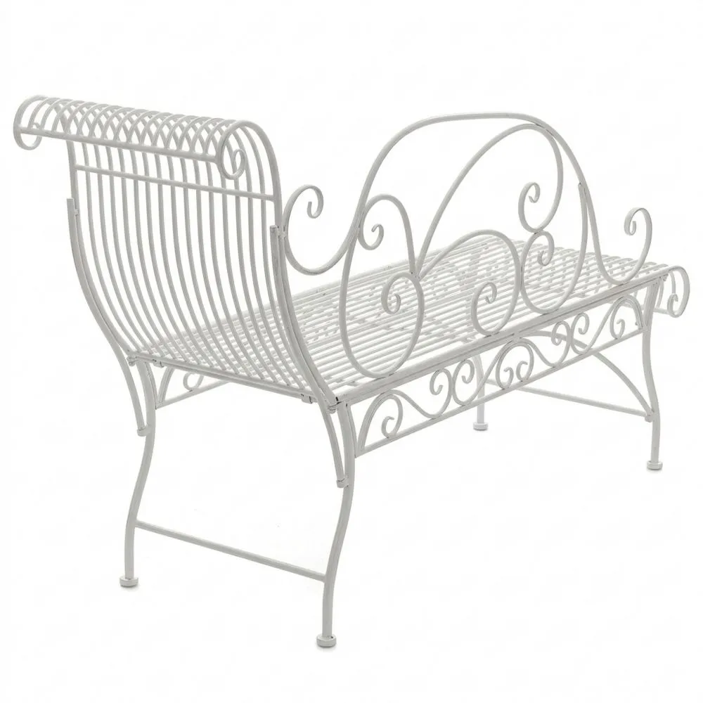 Tumbona de Jardín Rústica de Hierro para Exterior en Blanco