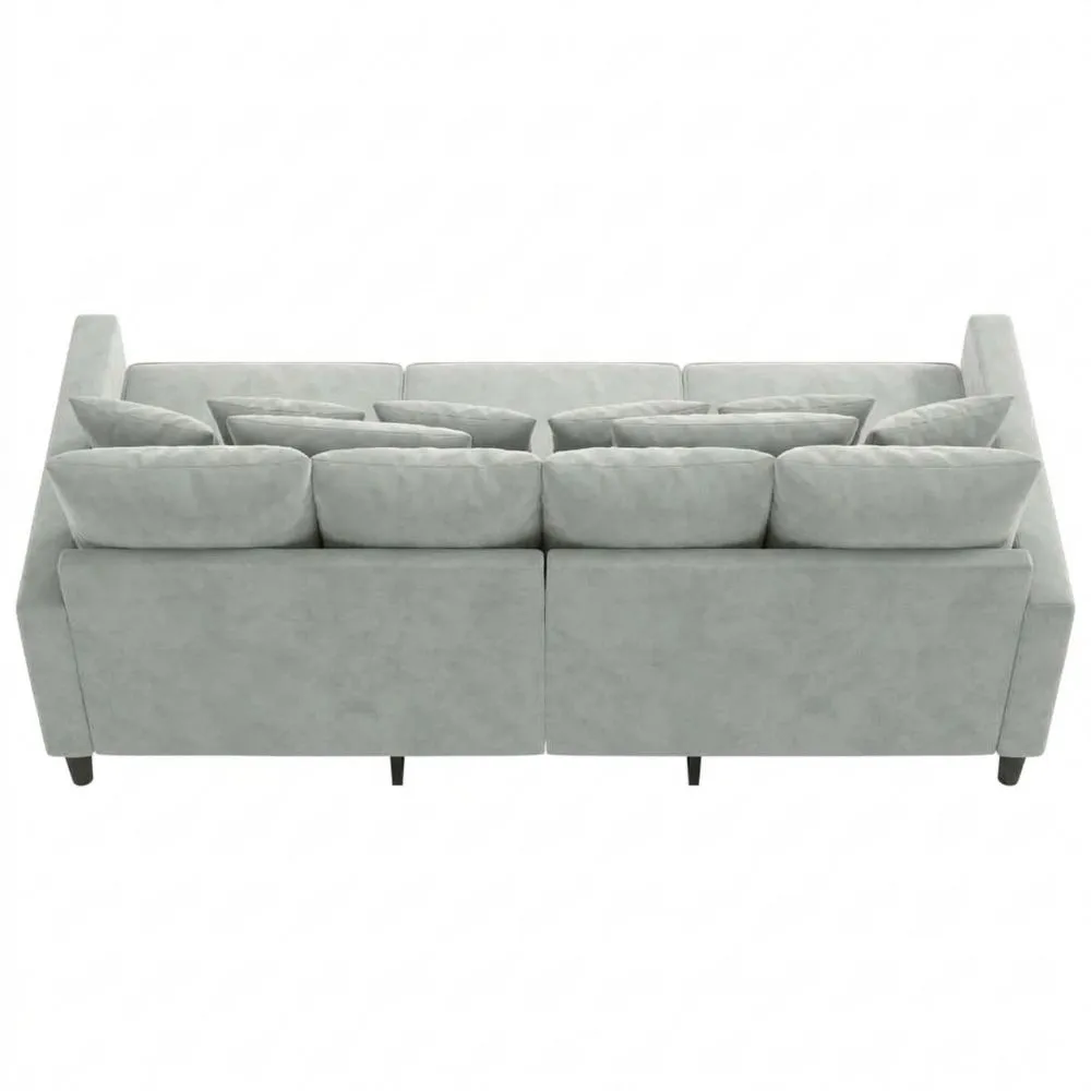 Sofá de 3 Plazas con Reposabrazos, Sillón de Relajación para Salón, Tela Gris Claro