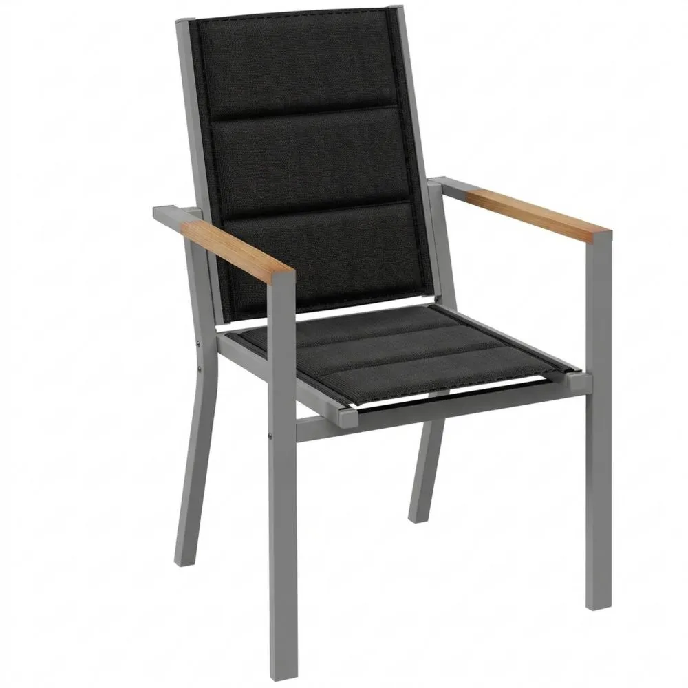 Sillas de Jardín Apilables de Aluminio para Exterior, Color Gris Claro