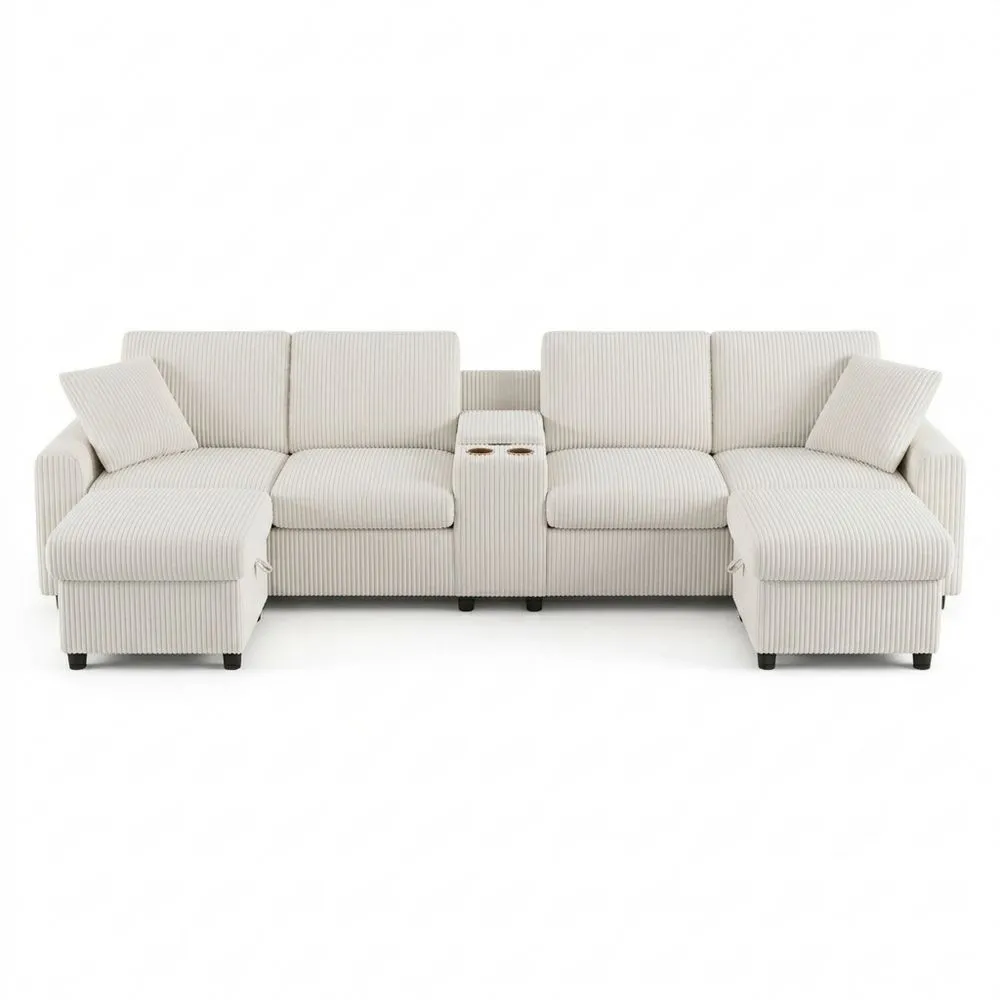 Sofá Modular en U para 4 Personas con USB C y Almacenamiento