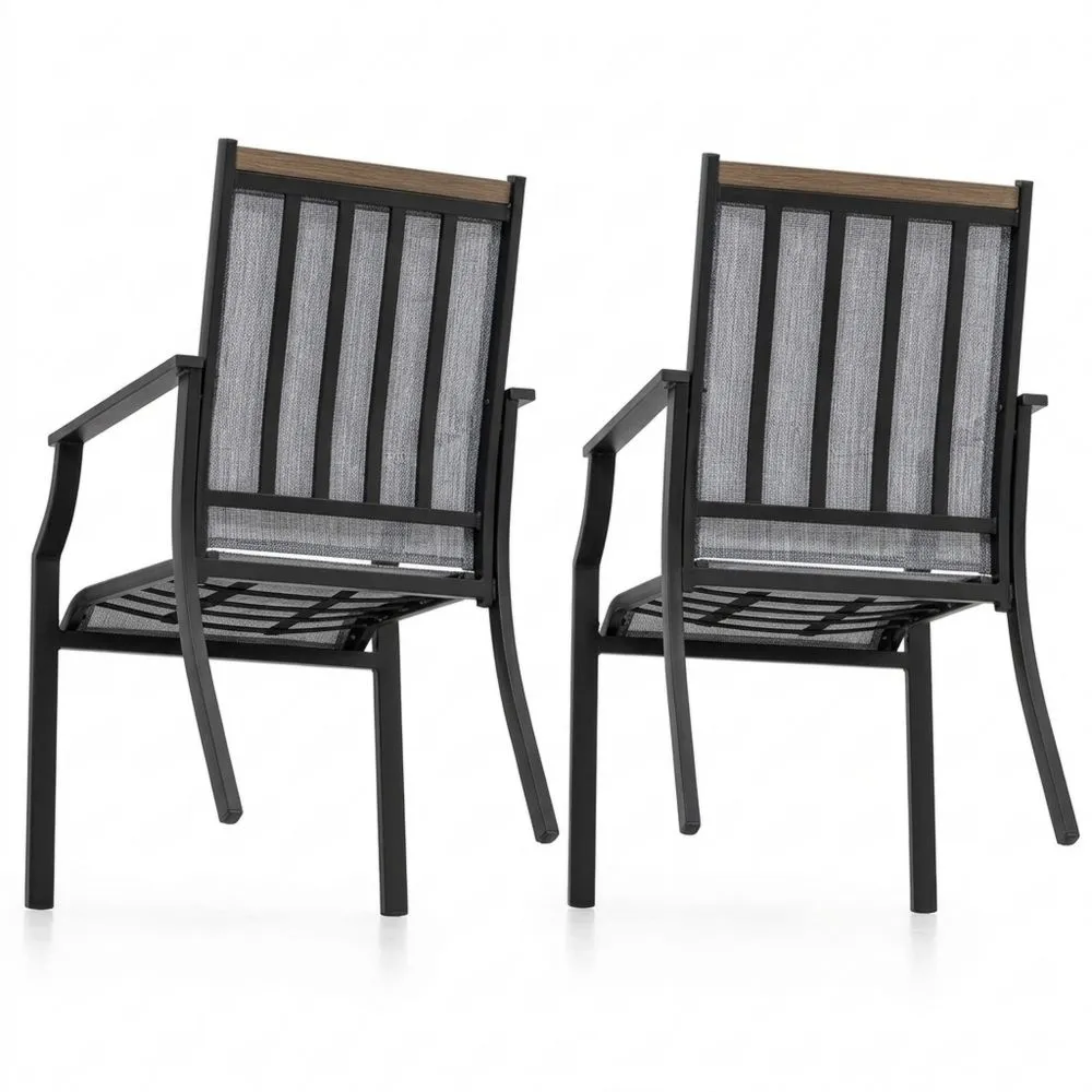 Sillas de Jardín Textilene Transpirables con Respaldo Alto