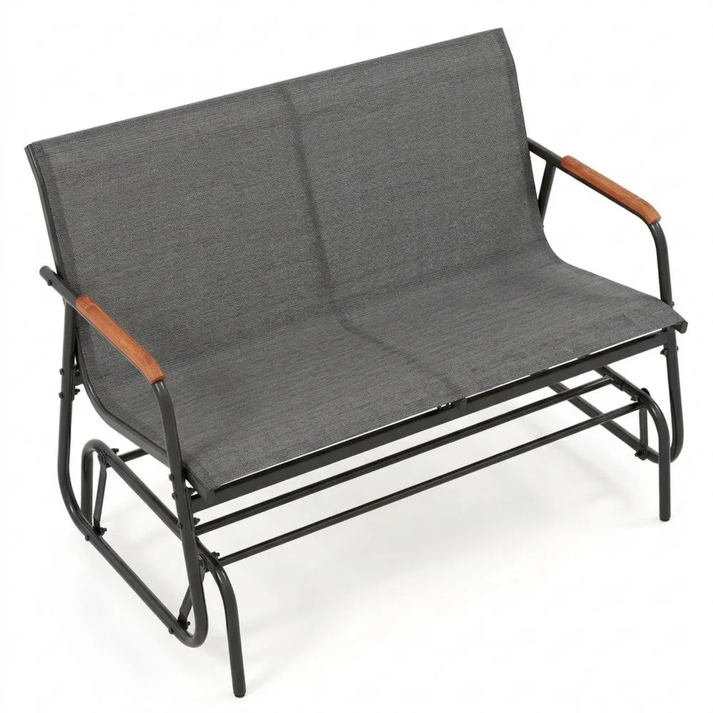 Banco Balancín Exterior con Asiento Largo y Reposabrazos Curvos, Tela Transpirable, Capacidad 450kg