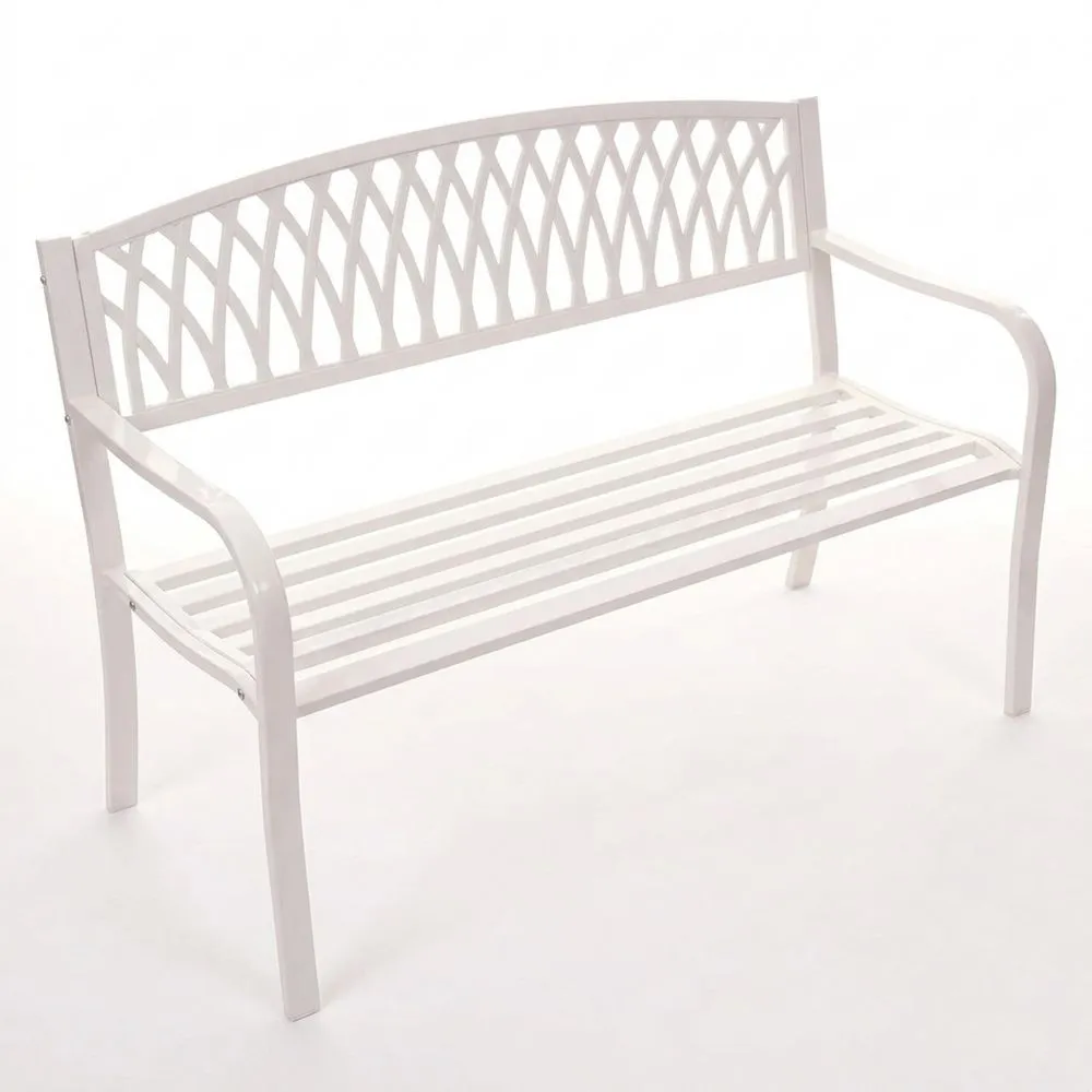 Banco de jardín para 2 plazas de acero en color blanco