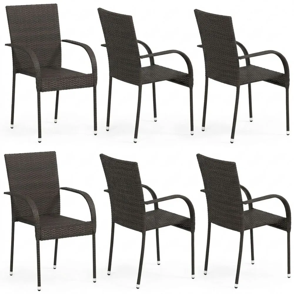 Juego de 6 Sillas de Jardín Apilables de Ratán Sintético para Exterior