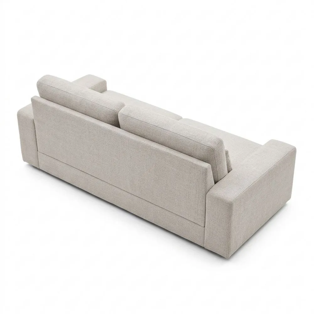 Sofá 3 plazas, 220cm, reposabrazos anchos, fácil montaje, chenilla beige