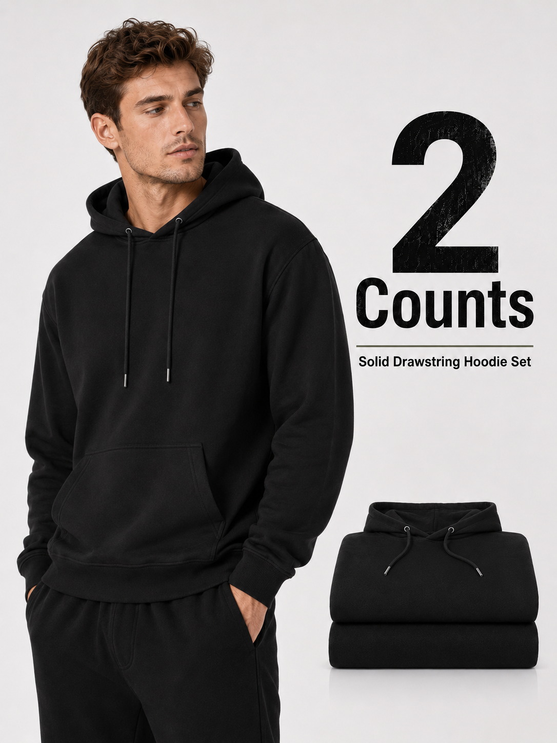 2-Pack Men's hooded fleece sweatshirt