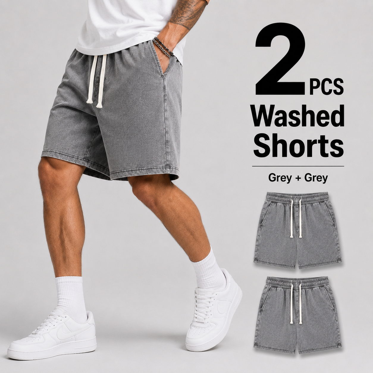 2-Pack Men's Washed Drawstring Shorts