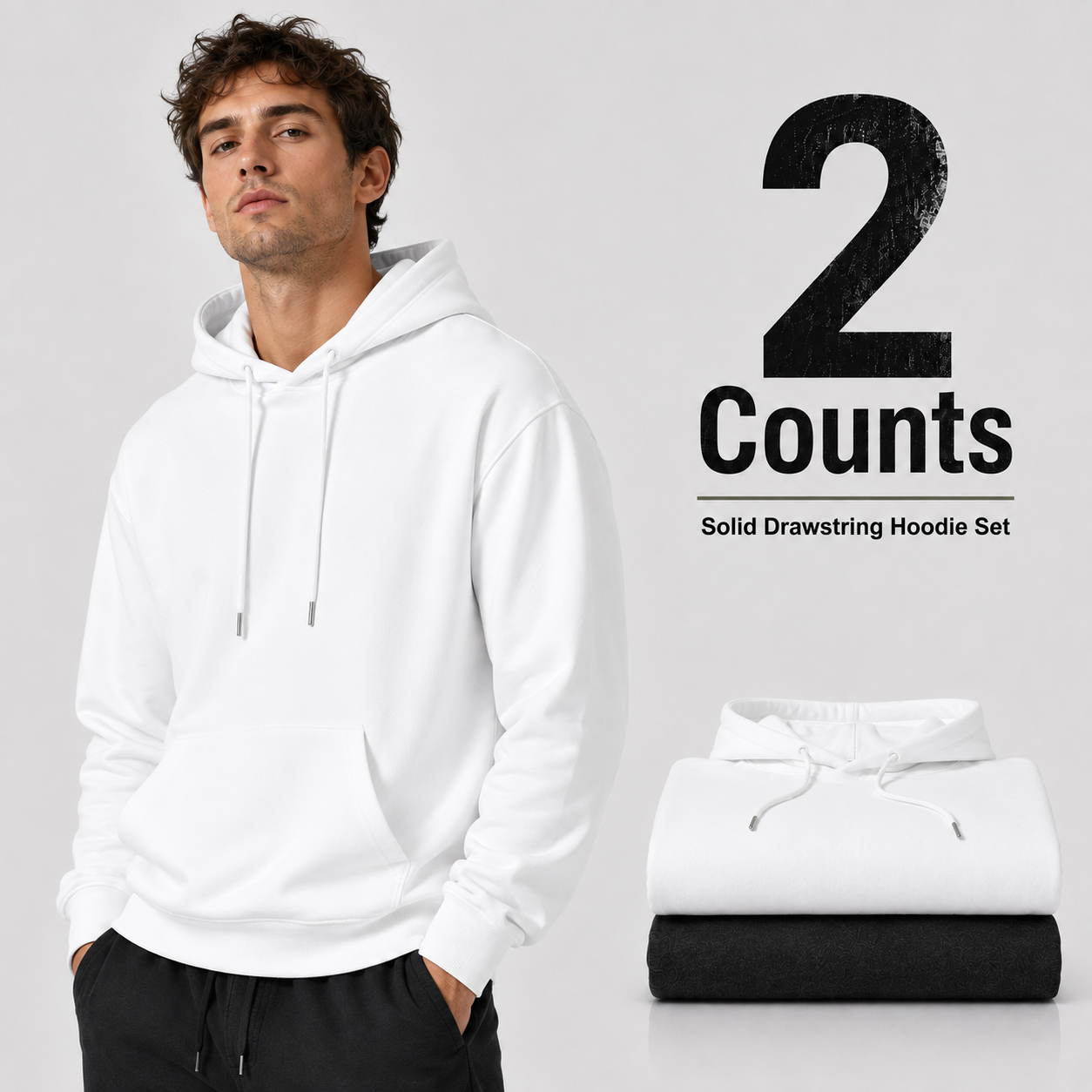 2-Pack Men's hooded fleece sweatshirt