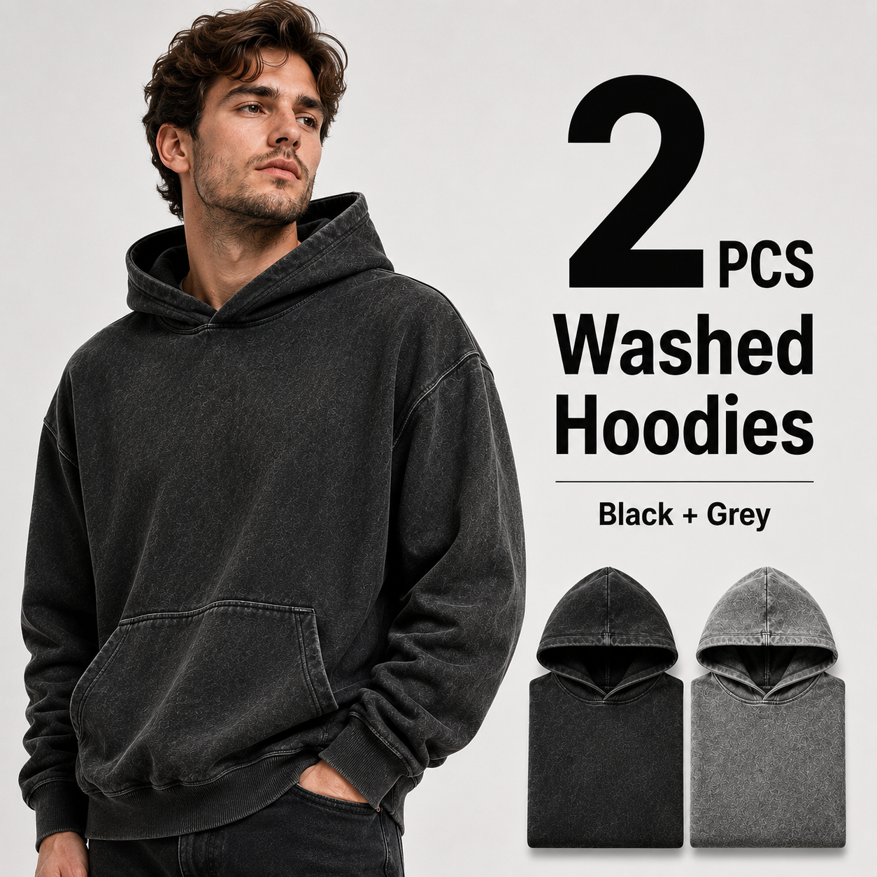 2-Pack Men's Vintage Washed Hoodies