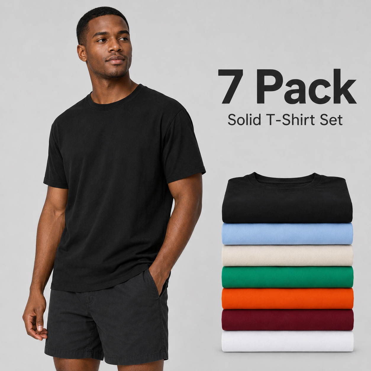 7 Multicolor Plain Men’s T-shirts