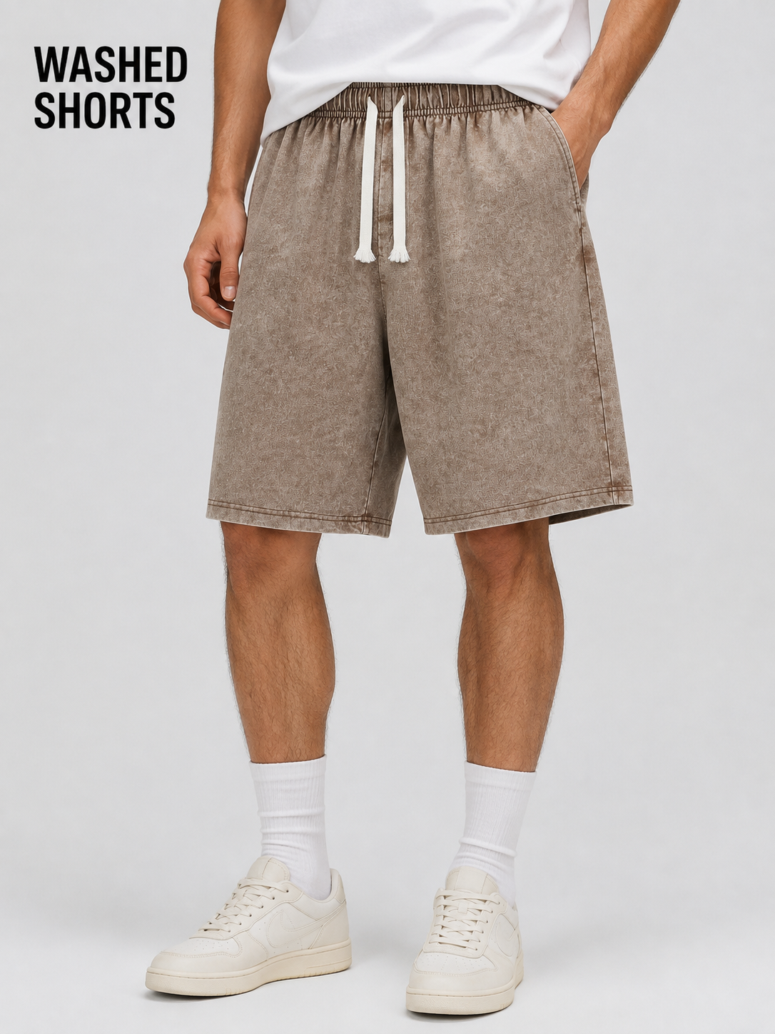 Men's Washed Drawstring Shorts