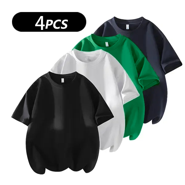4 Basic Cotton Short Sleeve T-Shirts