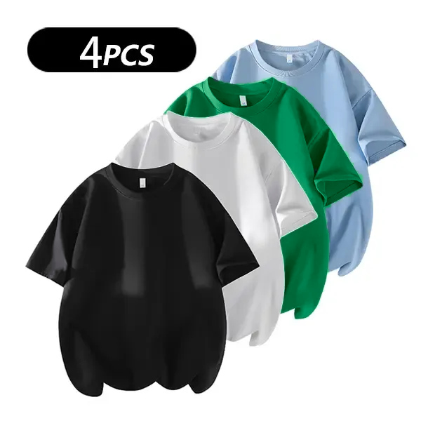 4 Basic Cotton Short Sleeve T-Shirts