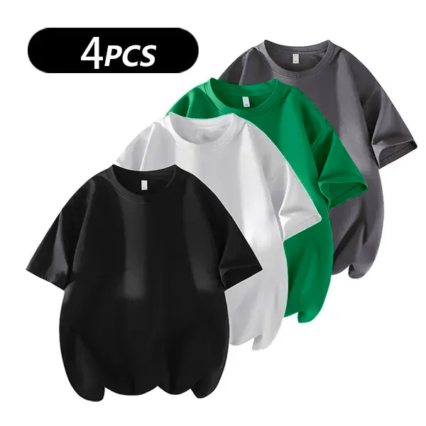 4 Basic Cotton Short Sleeve T-Shirts