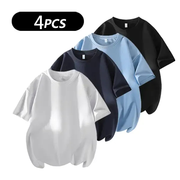4 Basic Cotton Short Sleeve T-Shirts