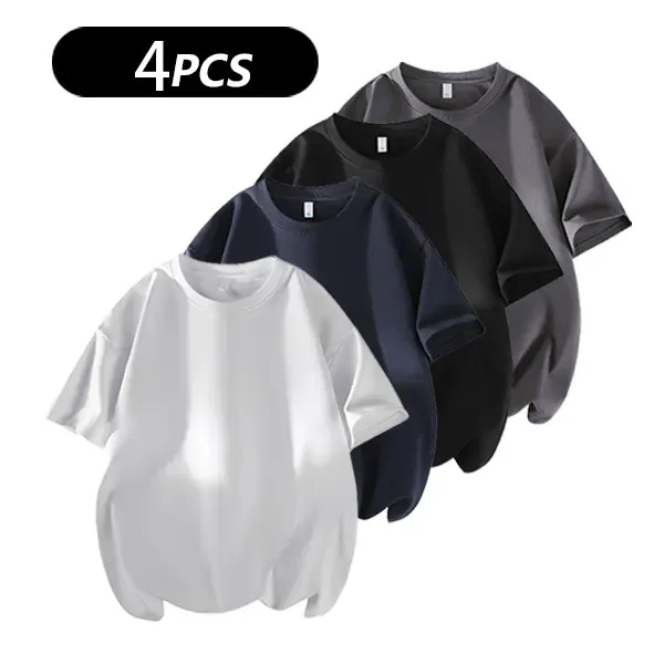 4 Basic Cotton Short Sleeve T-Shirts