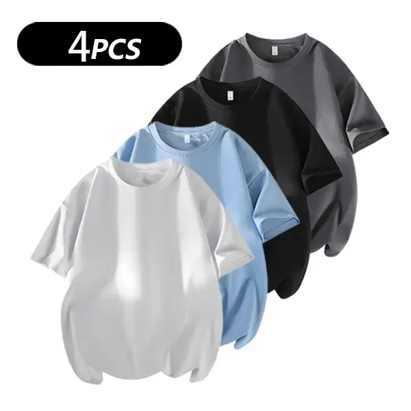 4 Basic Cotton Short Sleeve T-Shirts