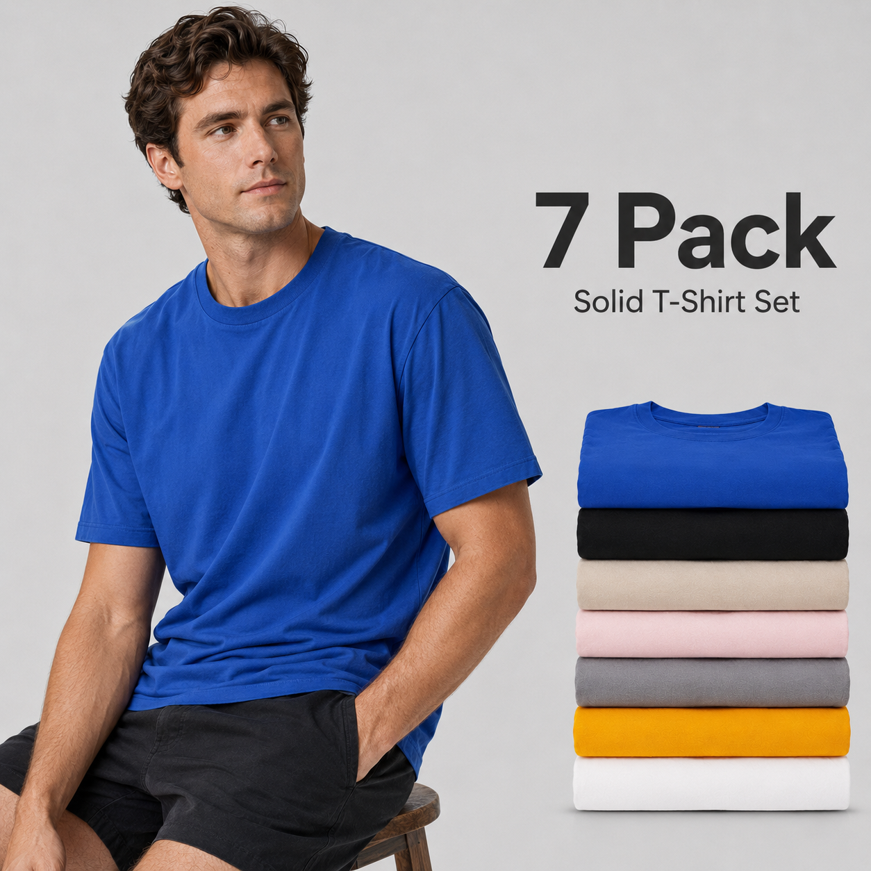 7 Multicolor Plain Men’s T-shirts