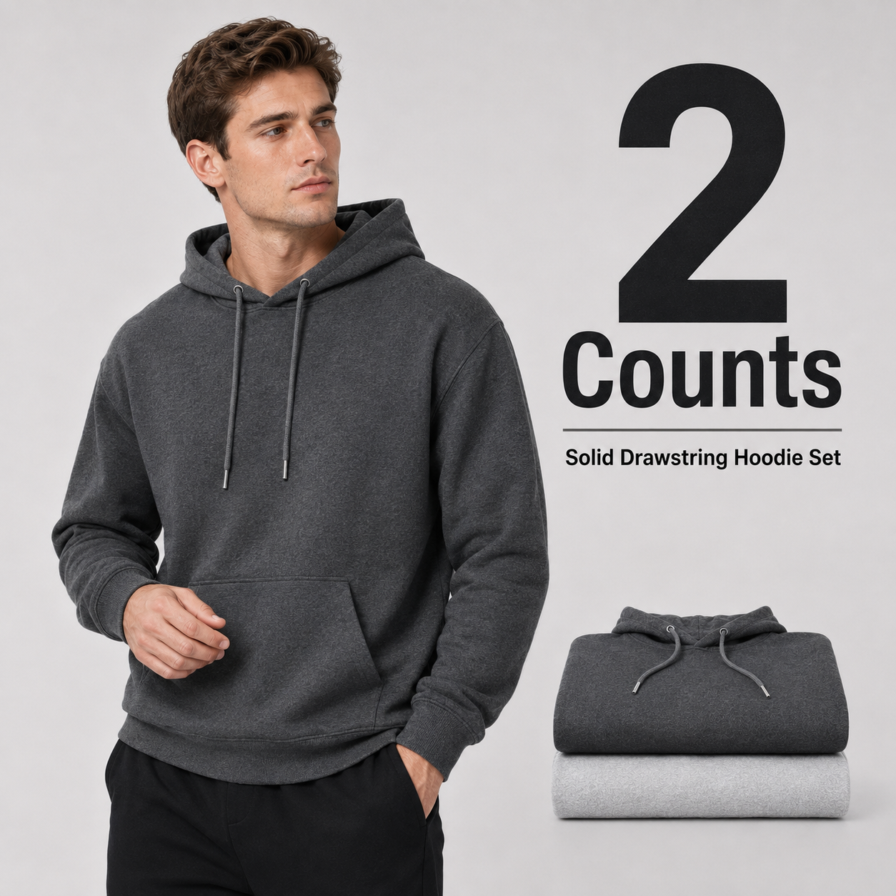 2-Pack Men's hooded fleece sweatshirt