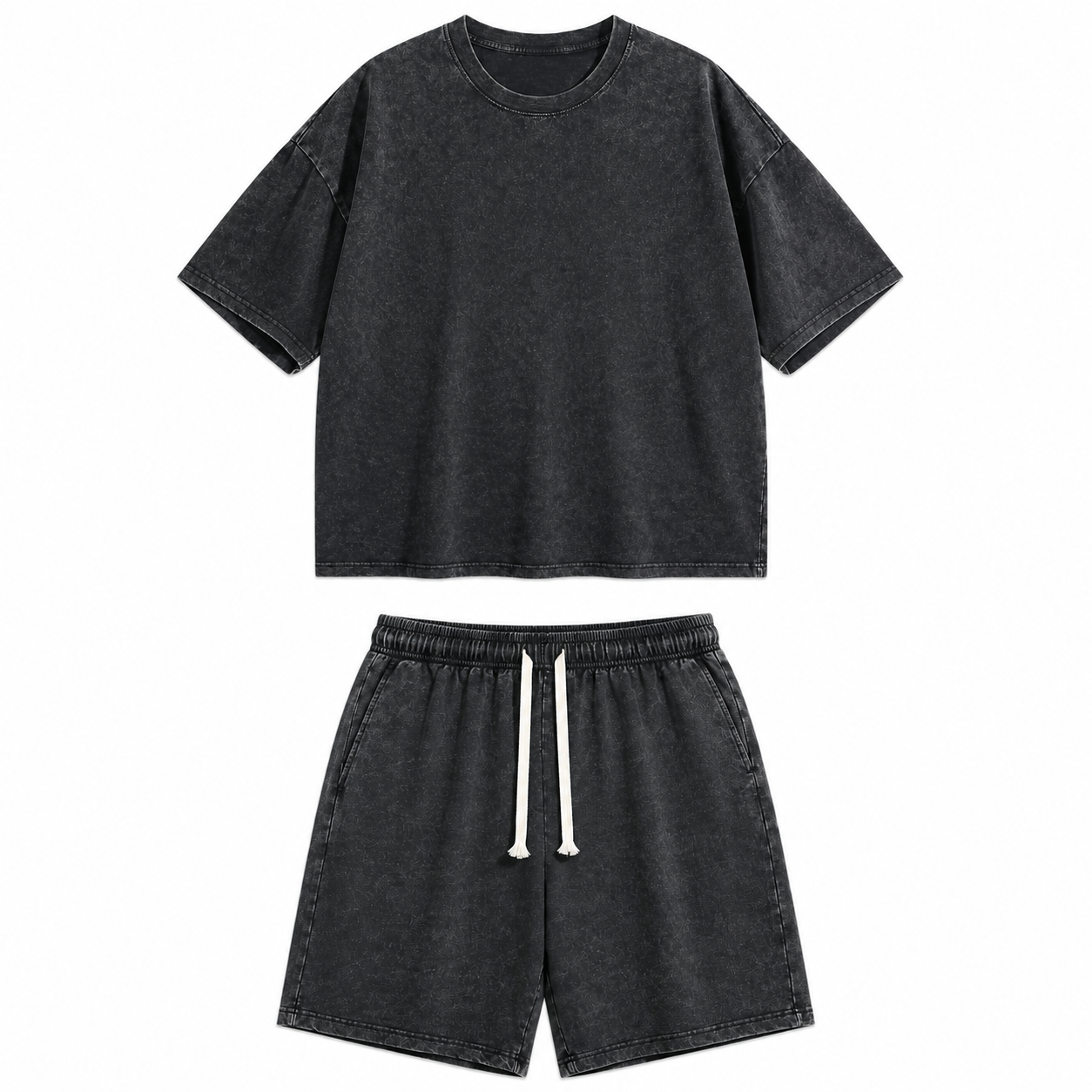 Men's Washed Cotton T-shirt & Shorts Set