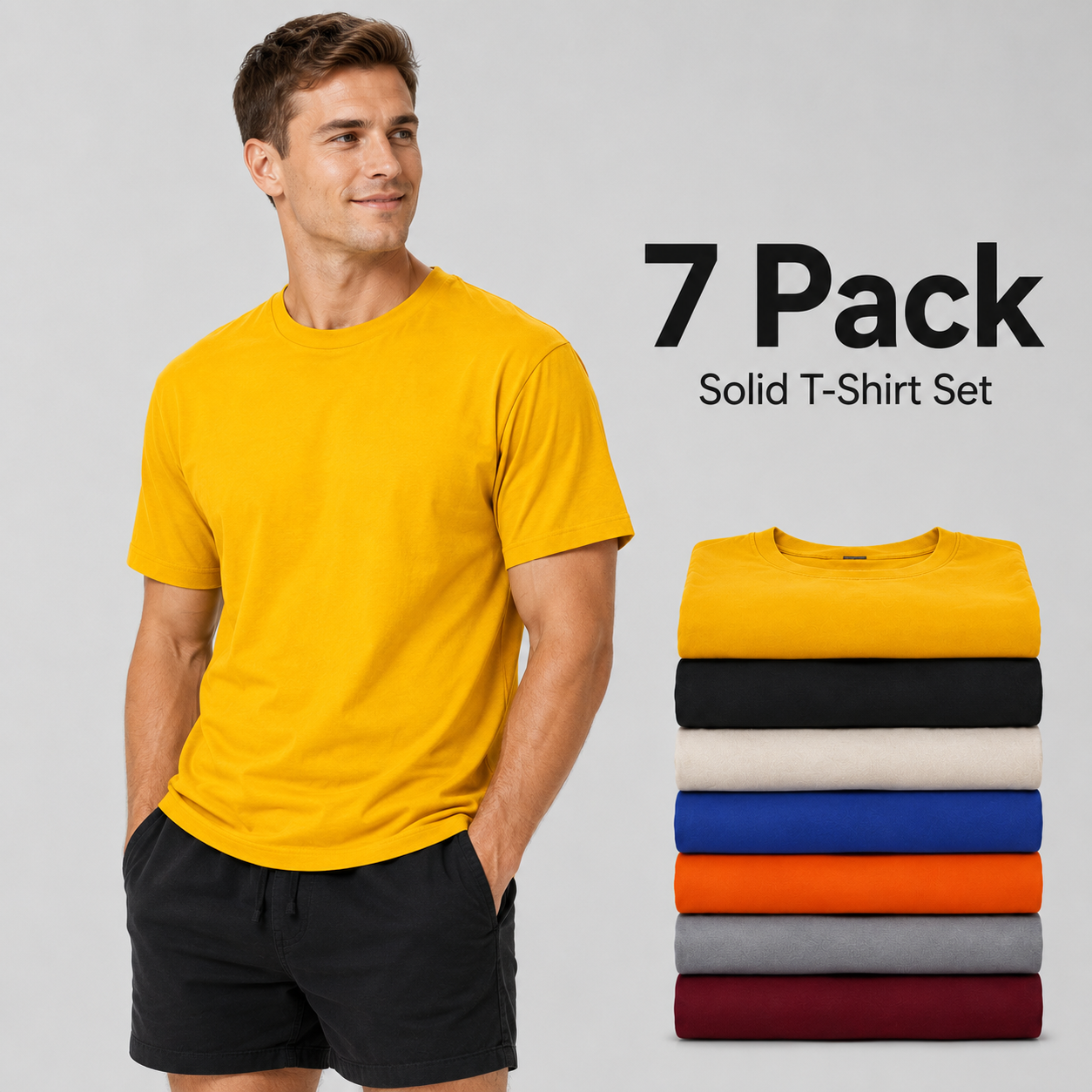 7 Multicolor Plain Men’s T-shirts