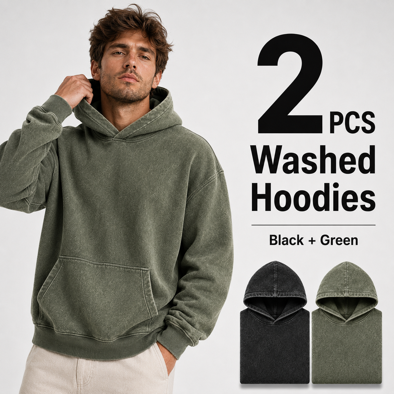 2-Pack Men's Vintage Washed Hoodies