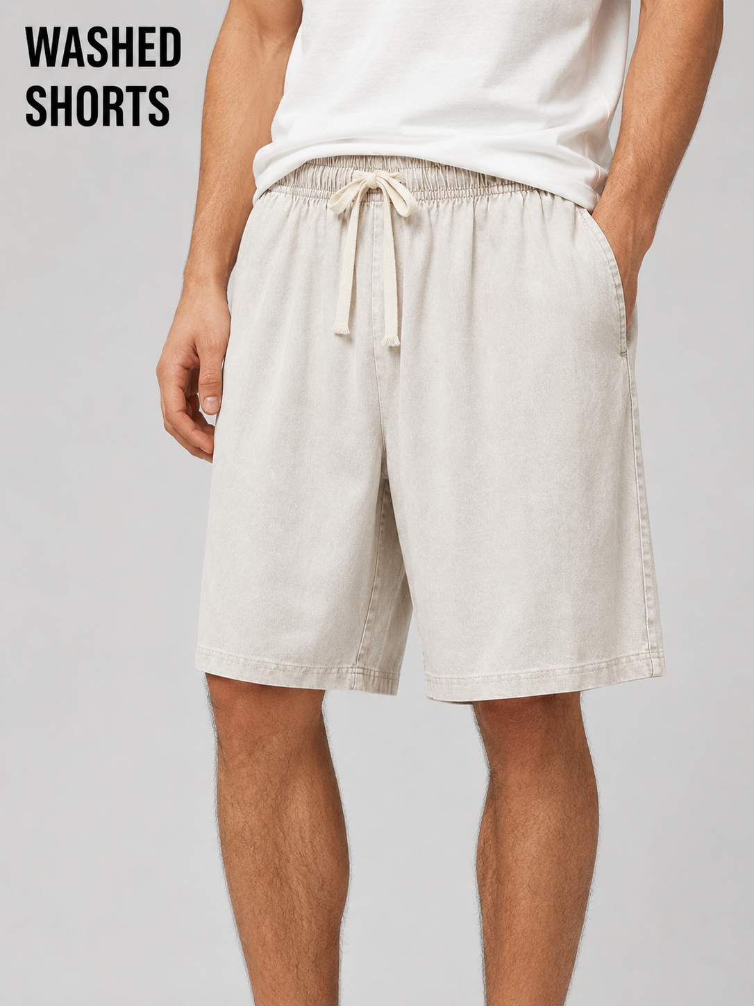 Men's Washed Drawstring Shorts