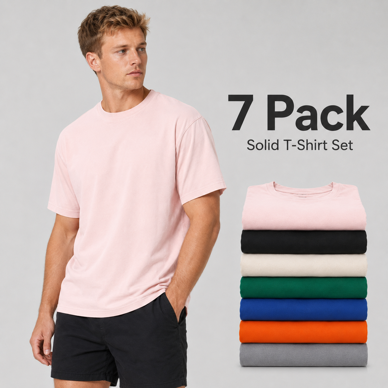 7 Multicolor Plain Men’s T-shirts