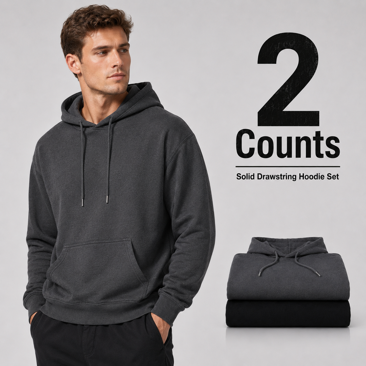 2-Pack Men's hooded fleece sweatshirt