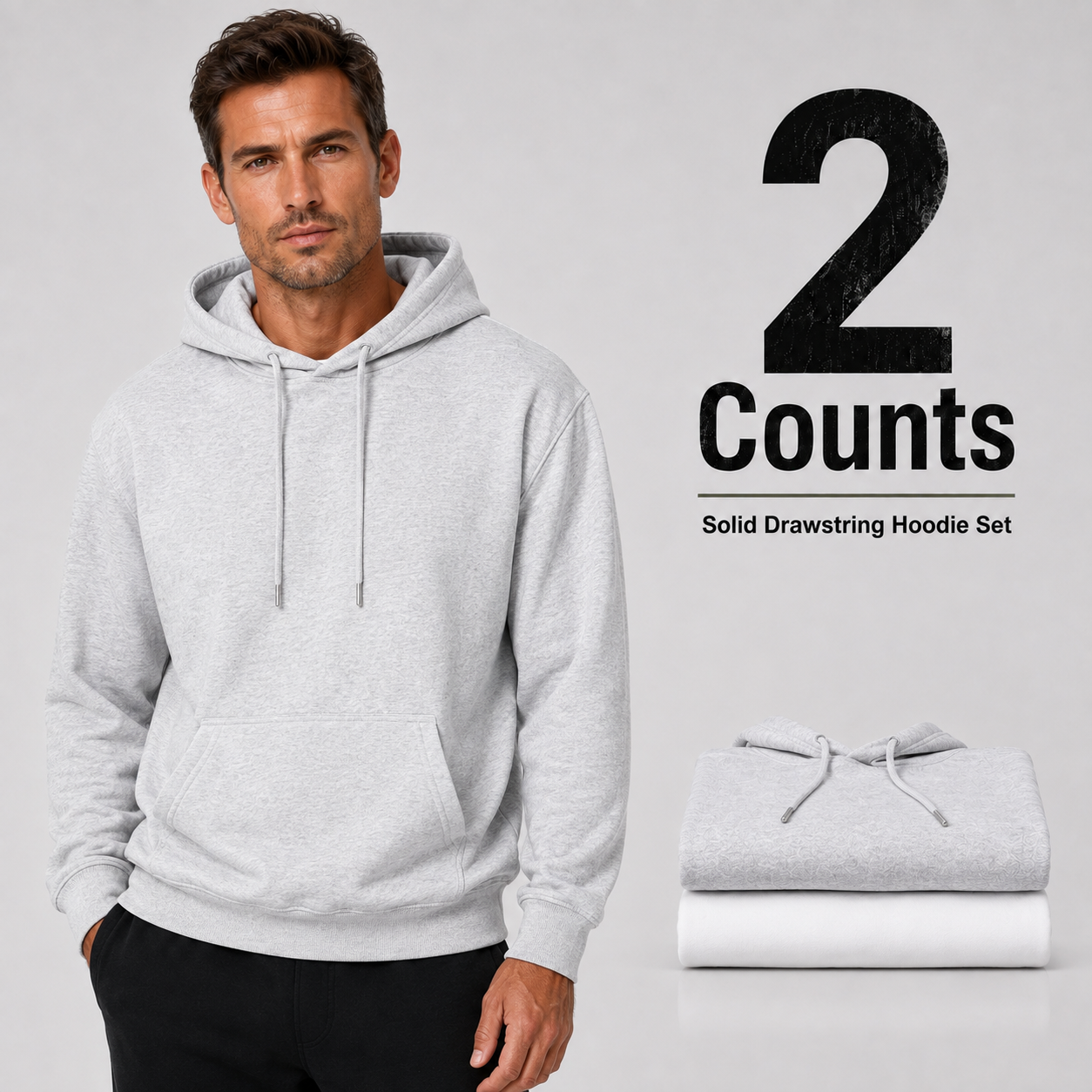 2-Pack Men's hooded fleece sweatshirt