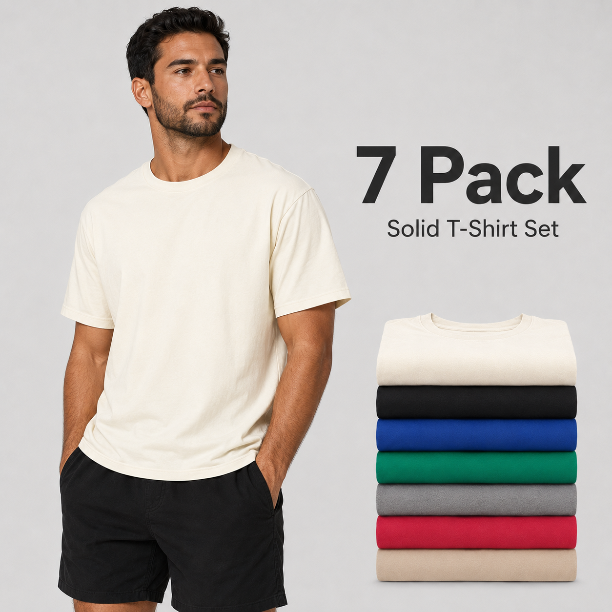 7 Multicolor Plain Men’s T-shirts