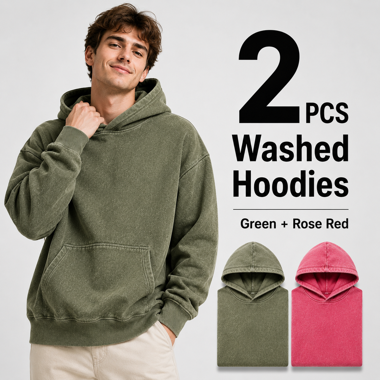 2-Pack Men's Vintage Washed Hoodies