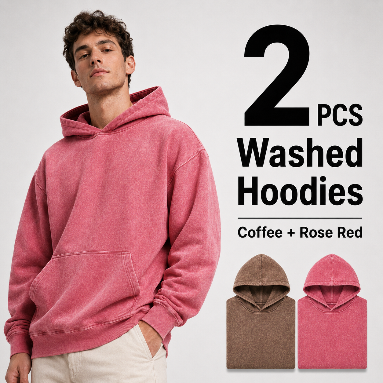 2-Pack Men's Vintage Washed Hoodies