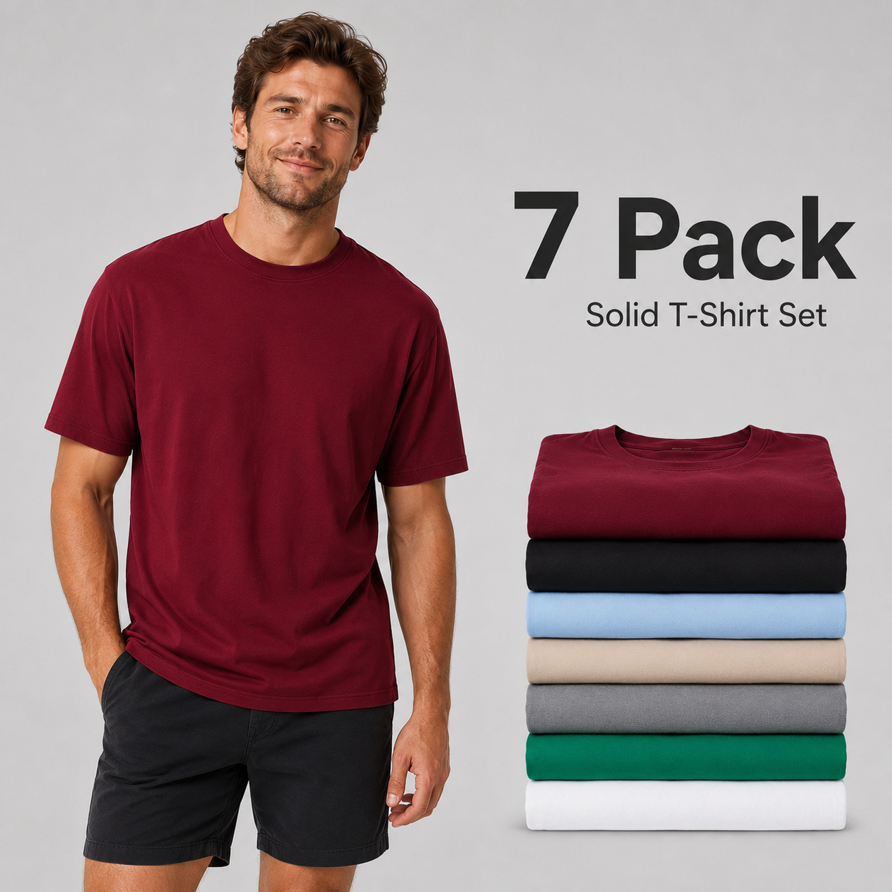 7 Multicolor Plain Men’s T-shirts
