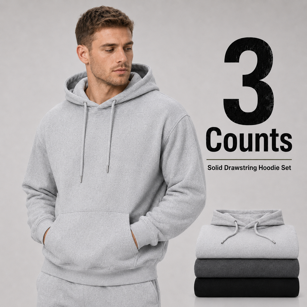 3-Pack Men's hooded fleece sweatshirt