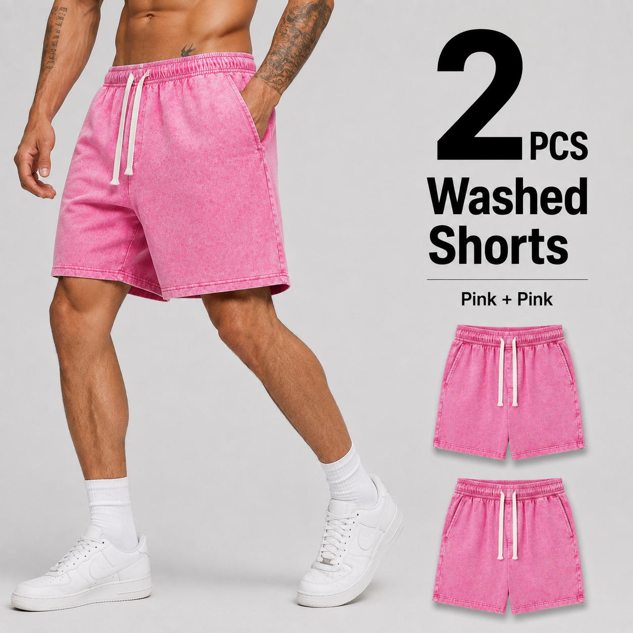 2-Pack Men's Washed Drawstring Shorts
