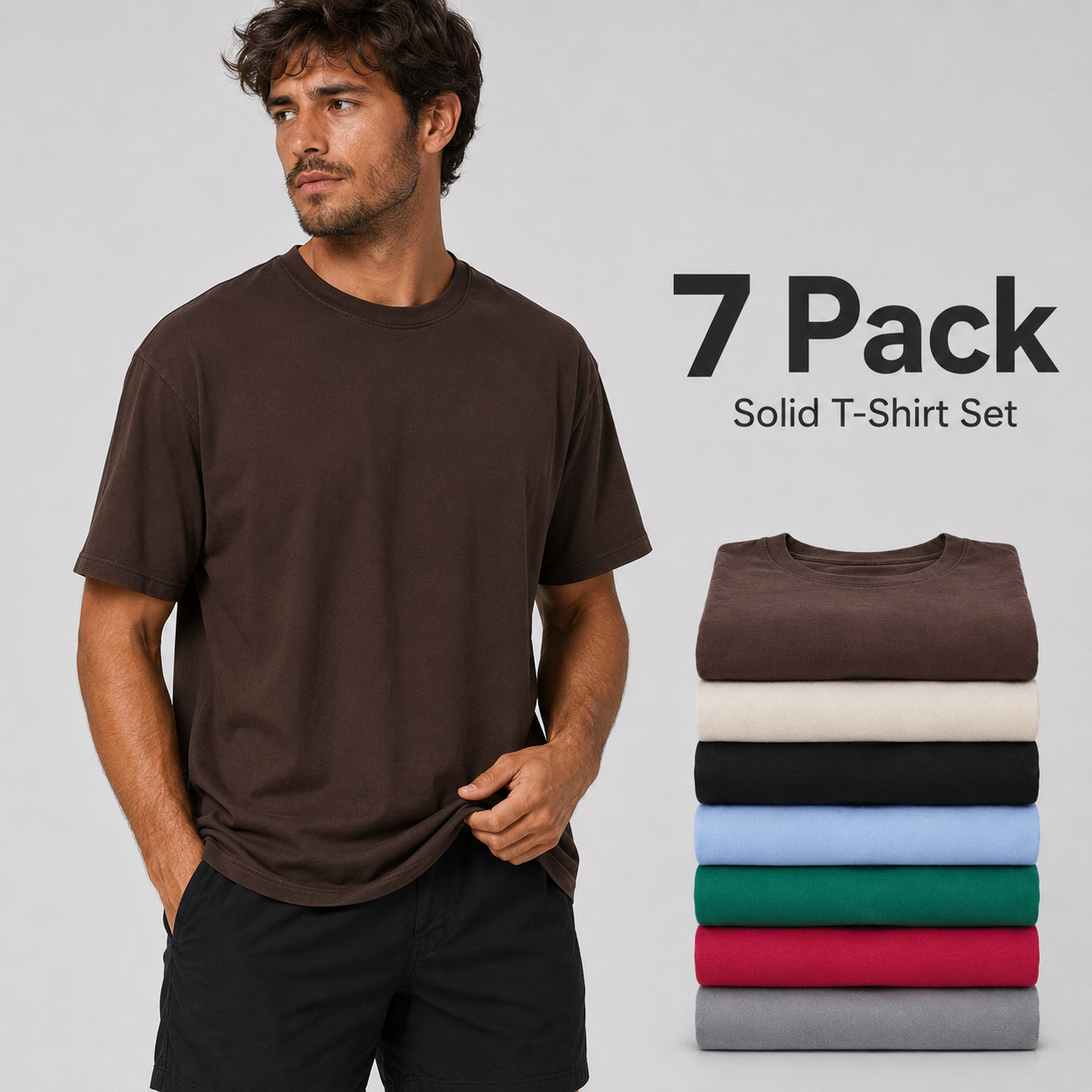 7 Multicolor Plain Men’s T-shirts