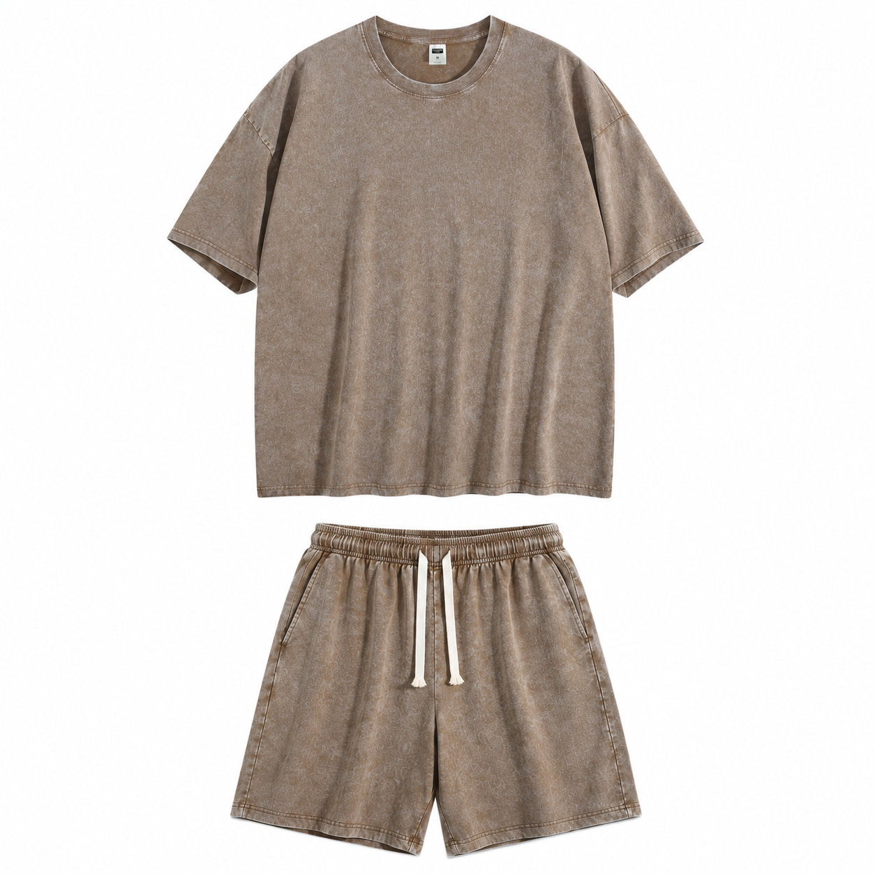 Men's Washed Cotton T-shirt & Shorts Set