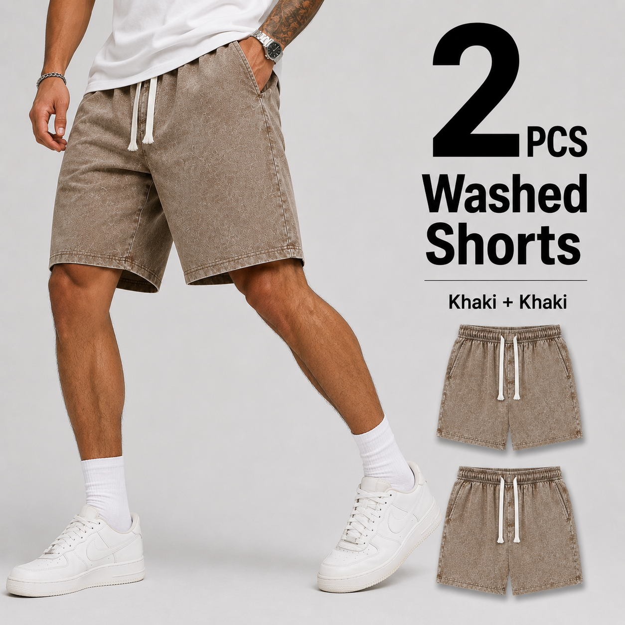 2-Pack Men's Washed Drawstring Shorts