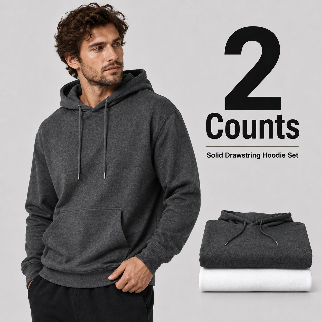 2-Pack Men's hooded fleece sweatshirt