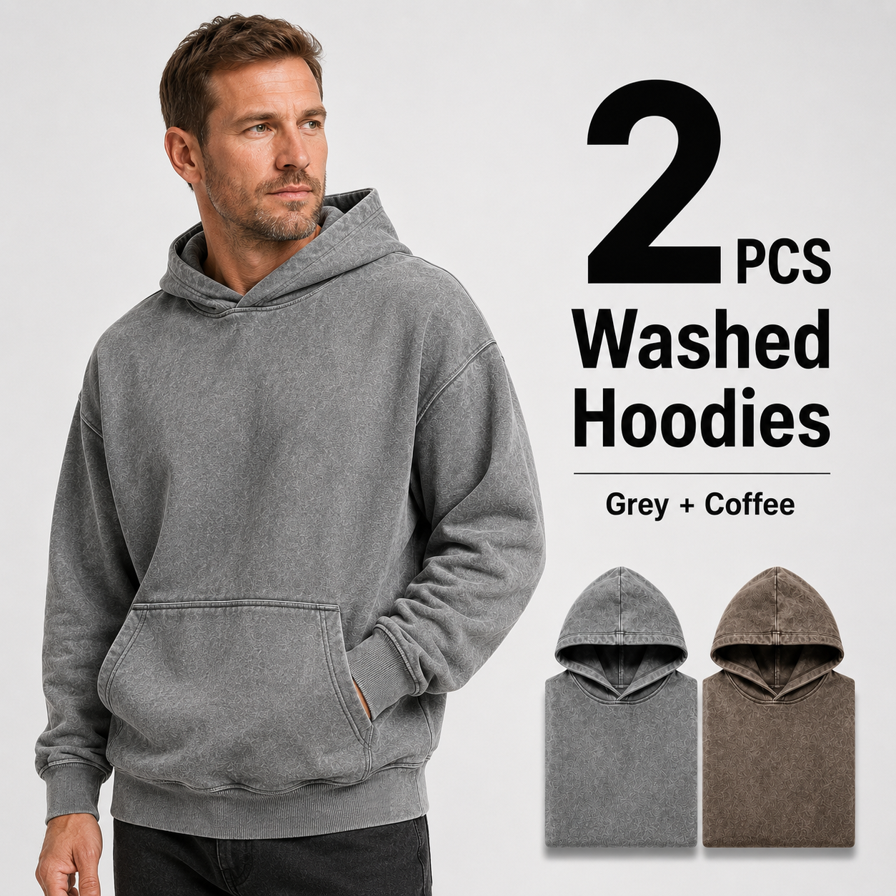 2-Pack Men's Vintage Washed Hoodies