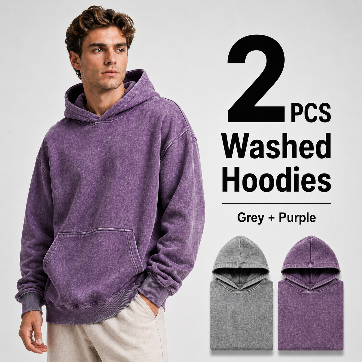 2-Pack Men's Vintage Washed Hoodies