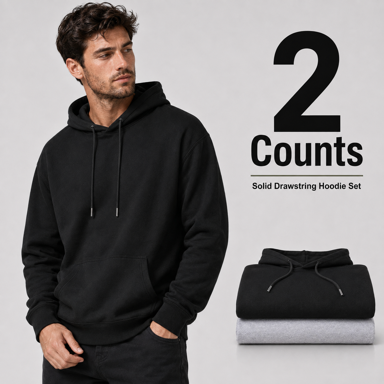 2-Pack Men's hooded fleece sweatshirt
